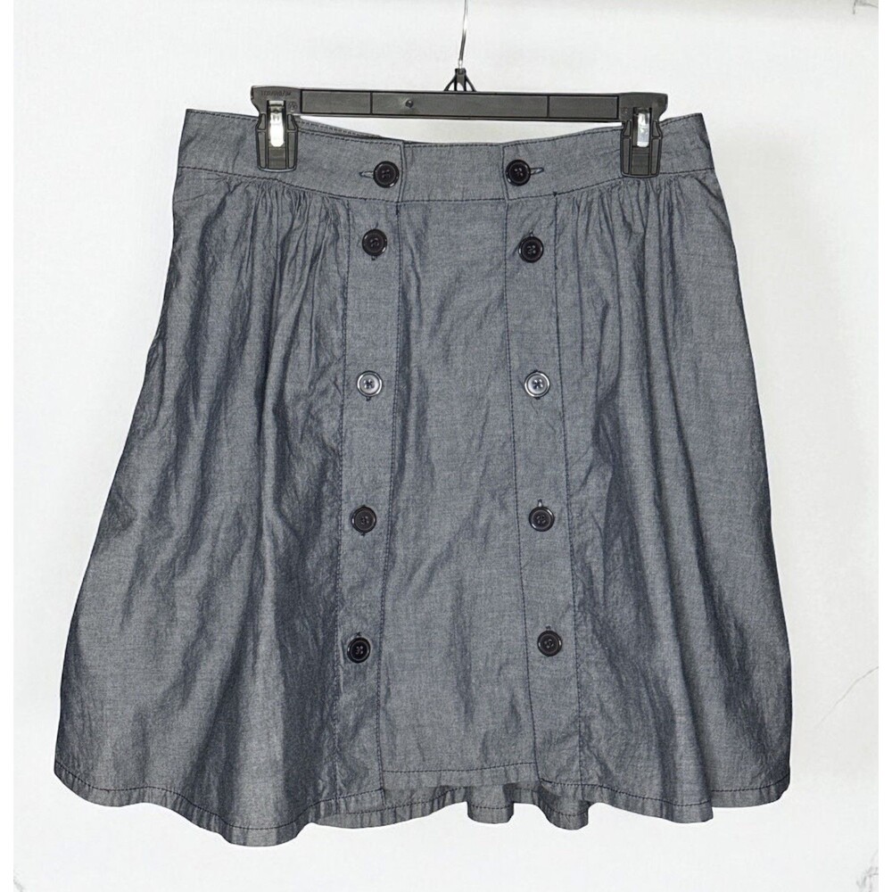 BCBG Maxazria Runway Women's Gray Midi Skirt Size 4 100% Cotton, Pockets